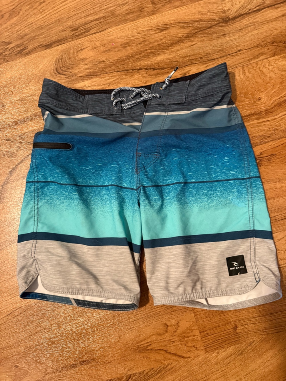 Rip Curl Boys' Teal‎ and Navy Ombre Stripe Swim Shorts